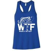 Wtf WhereS The Fish Funny Fishing Lover Gift Funny Gift Women's Racerback Tank