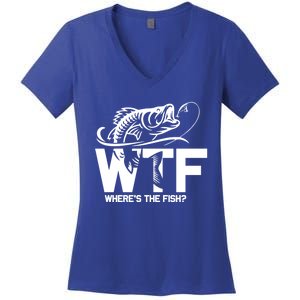 Wtf WhereS The Fish Funny Fishing Lover Gift Funny Gift Women's V-Neck T-Shirt