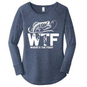 Wtf WhereS The Fish Funny Fishing Lover Gift Funny Gift Women's Perfect Tri Tunic Long Sleeve Shirt