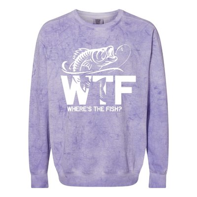 Wtf WhereS The Fish Funny Fishing Lover Gift Colorblast Crewneck Sweatshirt