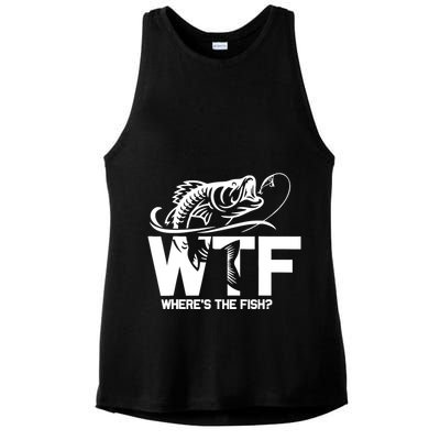 Wtf WhereS The Fish Funny Fishing Lover Gift Ladies PosiCharge Tri-Blend Wicking Tank