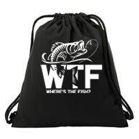 Wtf WhereS The Fish Funny Fishing Lover Gift Drawstring Bag