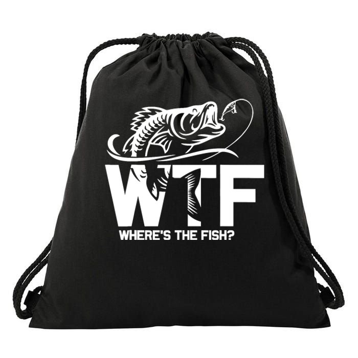 Wtf WhereS The Fish Funny Fishing Lover Gift Drawstring Bag