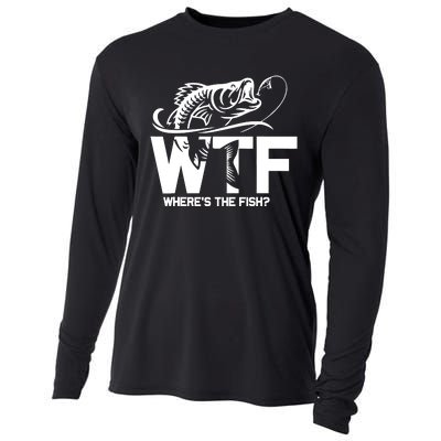 Wtf WhereS The Fish Funny Fishing Lover Gift Cooling Performance Long Sleeve Crew