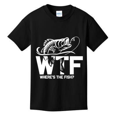 Wtf WhereS The Fish Funny Fishing Lover Gift Kids T-Shirt