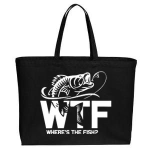 Wtf WhereS The Fish Funny Fishing Lover Gift Cotton Canvas Jumbo Tote