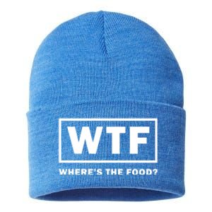 Wtf Wheres The Food Funny Thanksgiving Turkey Day Foodies Cute Gift Sustainable Knit Beanie