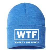 Wtf Wheres The Food Funny Thanksgiving Turkey Day Foodies Cute Gift Sustainable Knit Beanie