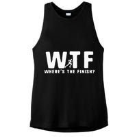 WTF Where's The Finish Funny Running Ladies PosiCharge Tri-Blend Wicking Tank