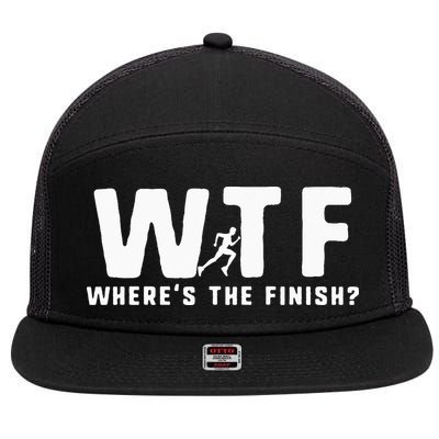 WTF Where's The Finish Funny Running 7 Panel Mesh Trucker Snapback Hat