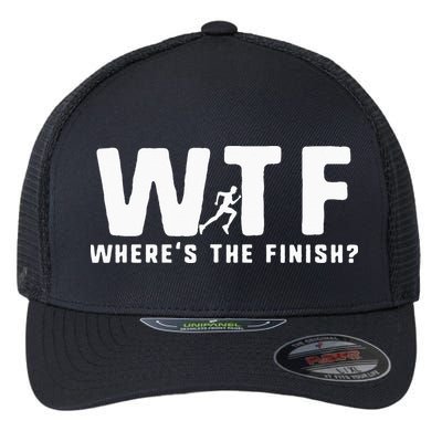 WTF Where's The Finish Funny Running Flexfit Unipanel Trucker Cap
