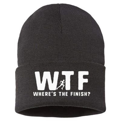 WTF Where's The Finish Funny Running Sustainable Knit Beanie
