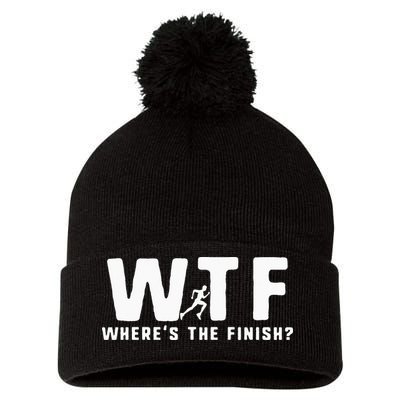 WTF Where's The Finish Funny Running Pom Pom 12in Knit Beanie