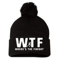 WTF Where's The Finish Funny Running Pom Pom 12in Knit Beanie