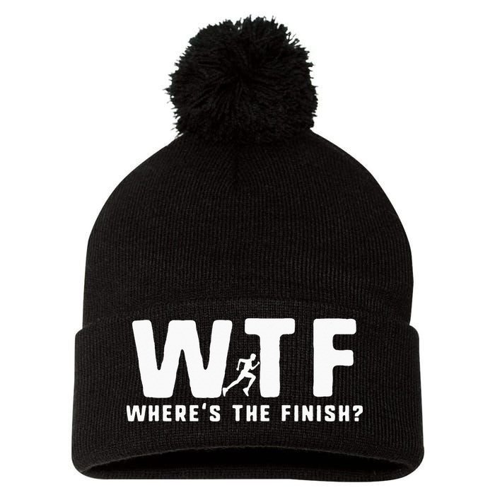 WTF Where's The Finish Funny Running Pom Pom 12in Knit Beanie