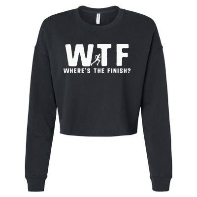 WTF Where's The Finish Funny Running Cropped Pullover Crew