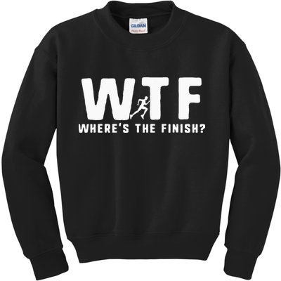 WTF Where's The Finish Funny Running Kids Sweatshirt