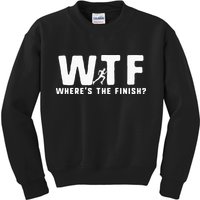 WTF Where's The Finish Funny Running Kids Sweatshirt