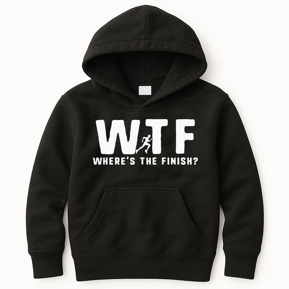 WTF Where's The Finish Funny Running Kids Hoodie