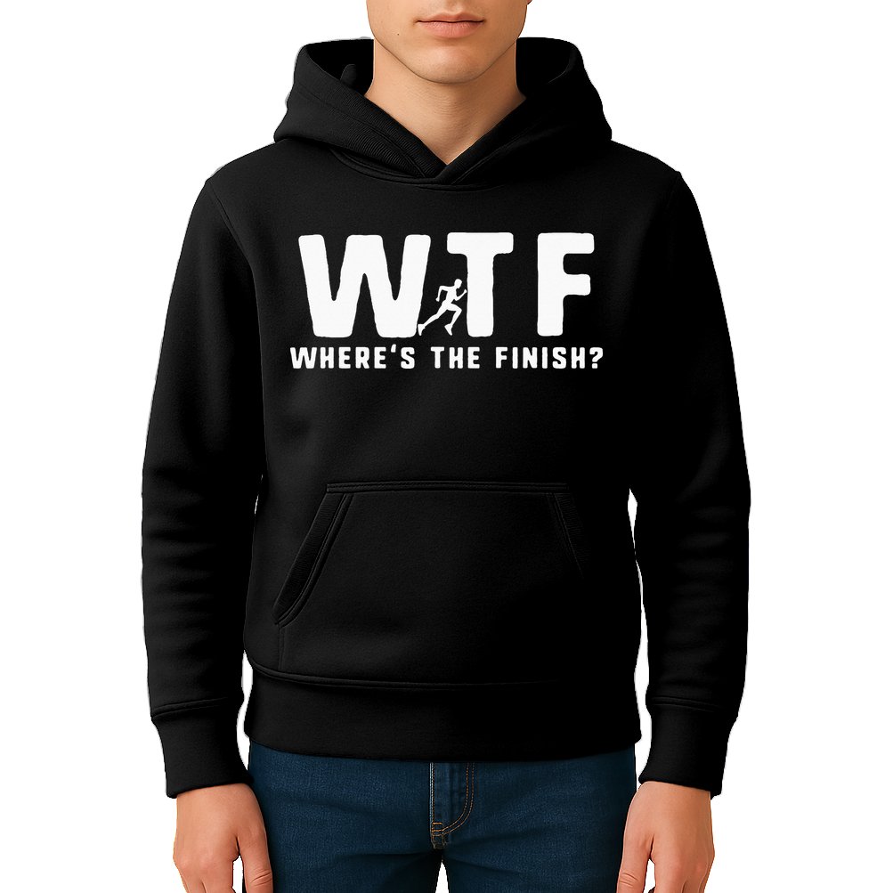 WTF Where's The Finish Funny Running Kids Hoodie