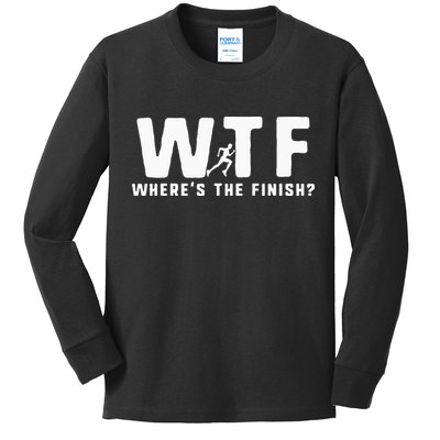 WTF Where's The Finish Funny Running Kids Long Sleeve Shirt