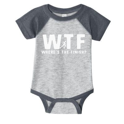 WTF Where's The Finish Funny Running Infant Baby Jersey Bodysuit