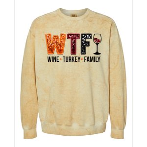 Wtf Wine Turkey Family Colorblast Crewneck Sweatshirt