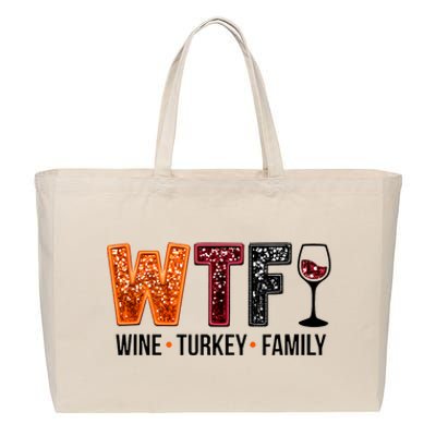 Wtf Wine Turkey Family Cotton Canvas Jumbo Tote