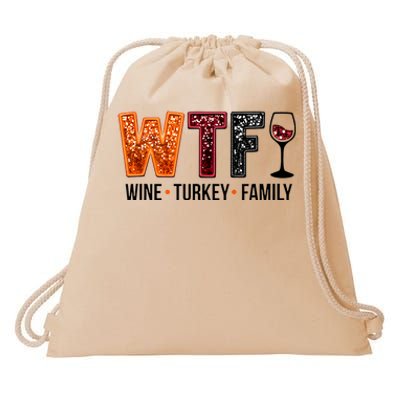 Wtf Wine Turkey Family Drawstring Bag