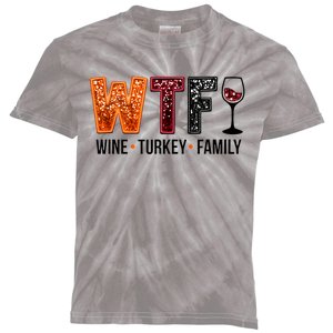 Wtf Wine Turkey Family Kids Tie-Dye T-Shirt