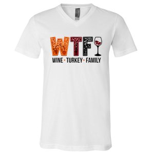 Wtf Wine Turkey Family V-Neck T-Shirt