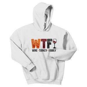 Wtf Wine Turkey Family Kids Hoodie