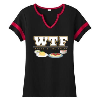 Wtf Wheres The Food Italian Pasta Spaghetti Lover Great Gift Ladies Halftime Notch Neck Tee