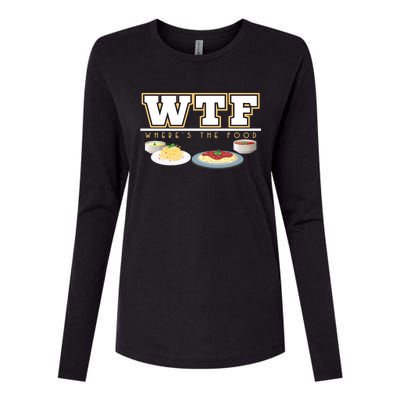 Wtf Wheres The Food Italian Pasta Spaghetti Lover Great Gift Womens Cotton Relaxed Long Sleeve T-Shirt