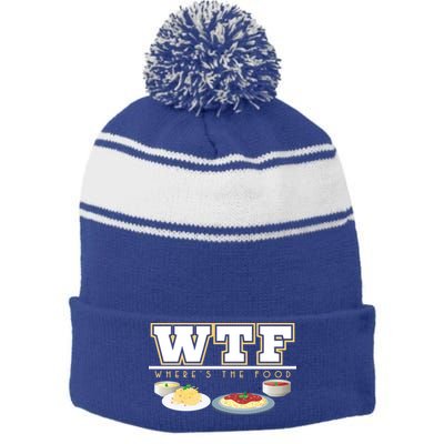 Wtf Wheres The Food Italian Pasta Spaghetti Lover Great Gift Stripe Pom Pom Beanie