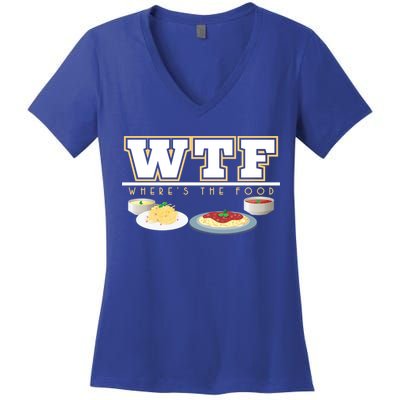 Wtf Wheres The Food Italian Pasta Spaghetti Lover Great Gift Women's V-Neck T-Shirt