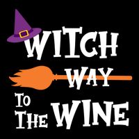 Witch Way To The Wine Funny Halloween Drinking Top Stripe Pom Pom Beanie