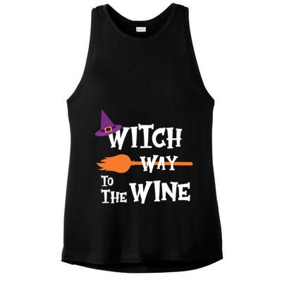 Witch Way To The Wine Funny Halloween Drinking Top Ladies PosiCharge Tri-Blend Wicking Tank