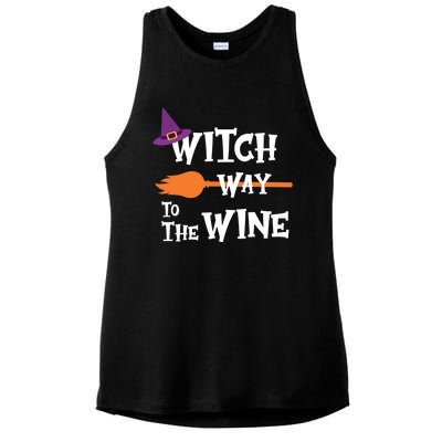 Witch Way To The Wine Funny Halloween Drinking Top Ladies PosiCharge Tri-Blend Wicking Tank