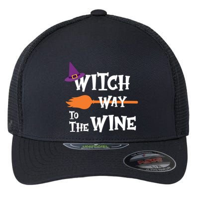 Witch Way To The Wine Funny Halloween Drinking Top Flexfit Unipanel Trucker Cap