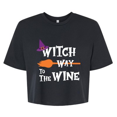 Witch Way To The Wine Funny Halloween Drinking Top Bella+Canvas Jersey Crop Tee