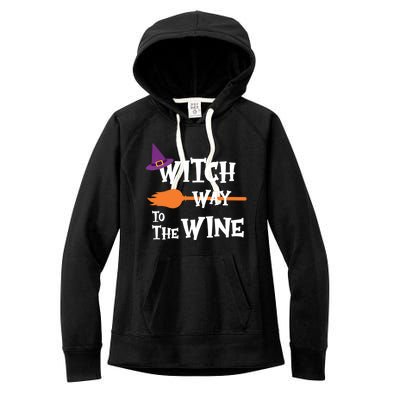 Witch Way To The Wine Funny Halloween Drinking Top Women's Fleece Hoodie