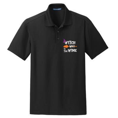 Witch Way To The Wine Funny Halloween Drinking Top Dry Zone Grid Polo