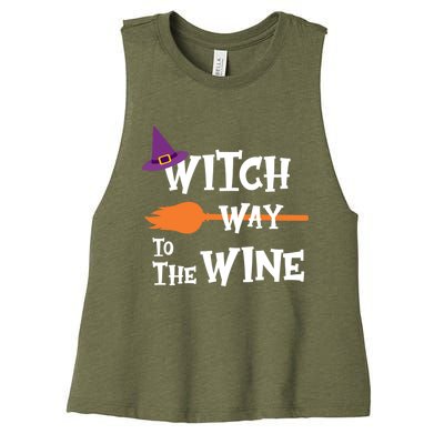 Witch Way To The Wine Funny Halloween Drinking Top Women's Racerback Cropped Tank