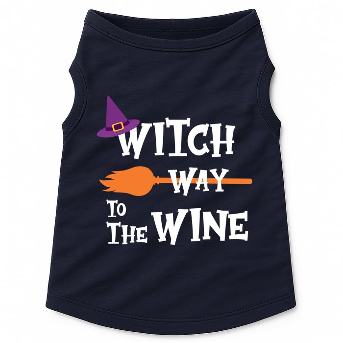 Witch Way To The Wine Funny Halloween Drinking Top Doggie Tank