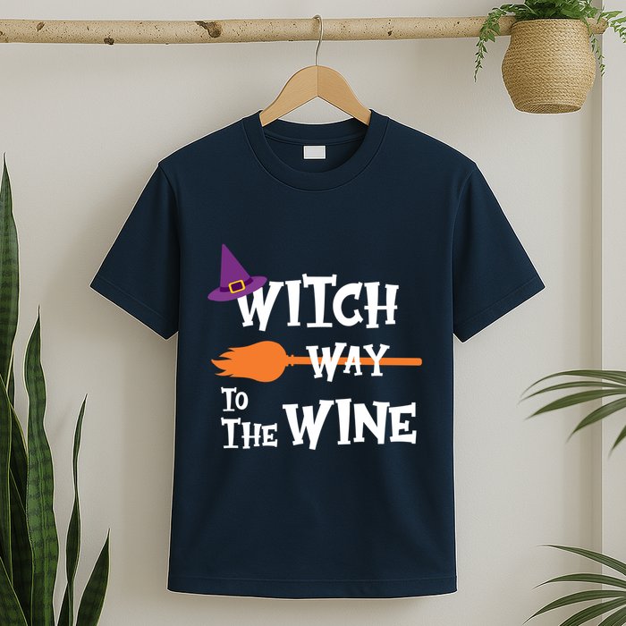 Witch Way To The Wine Funny Halloween Drinking Top T-Shirt