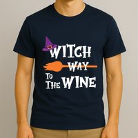 Witch Way To The Wine Funny Halloween Drinking Top T-Shirt