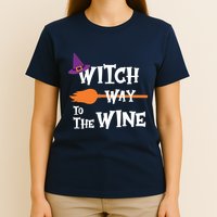 Witch Way To The Wine Funny Halloween Drinking Top T-Shirt