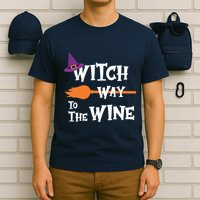 Witch Way To The Wine Funny Halloween Drinking Top T-Shirt