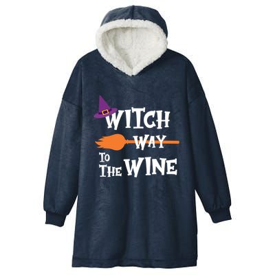Witch Way To The Wine Funny Halloween Drinking Top Hooded Wearable Blanket
